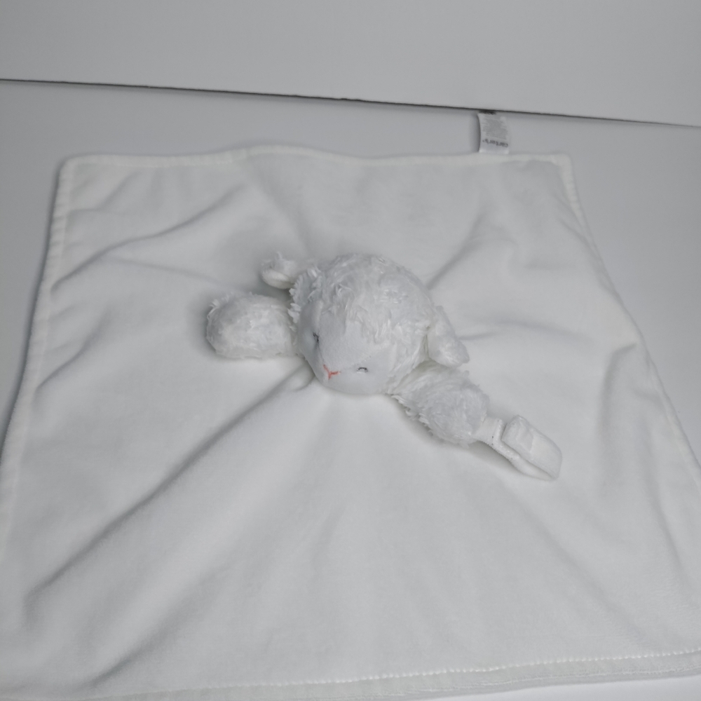 CARTER'S WHITE BABY LAMB SECURITY BLANKET PACIFIER HOLDER STUFFED PLUSH LOVIE